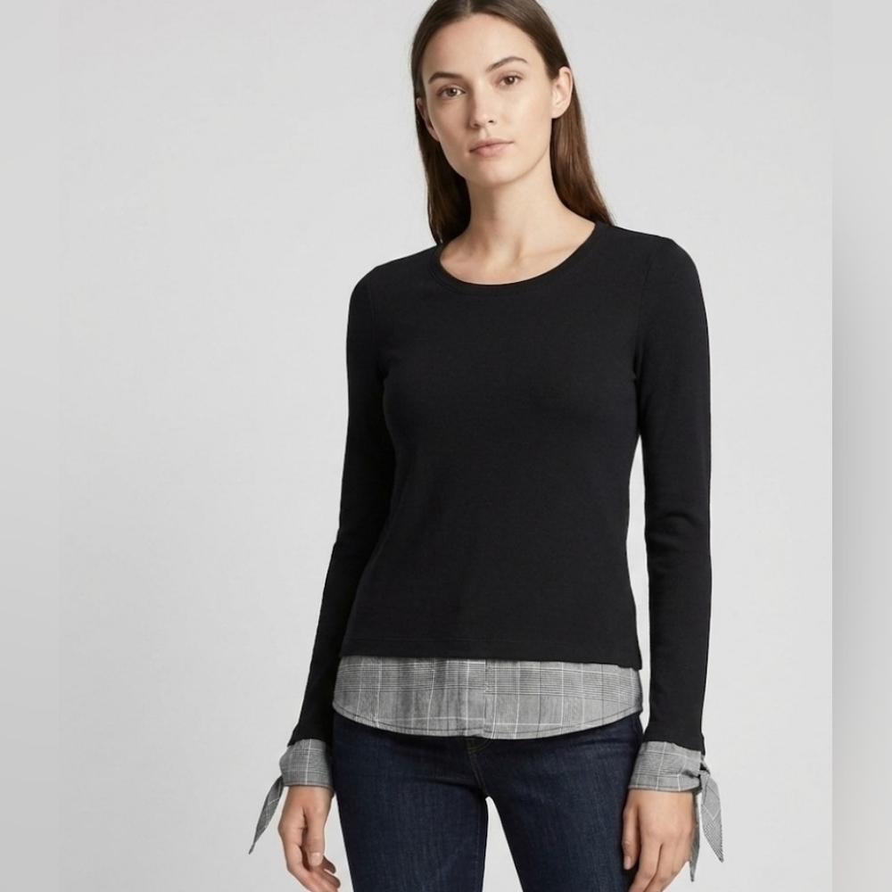 Bailey/44 Double Date Layered-Look Sweater In Black Plaid Size XS